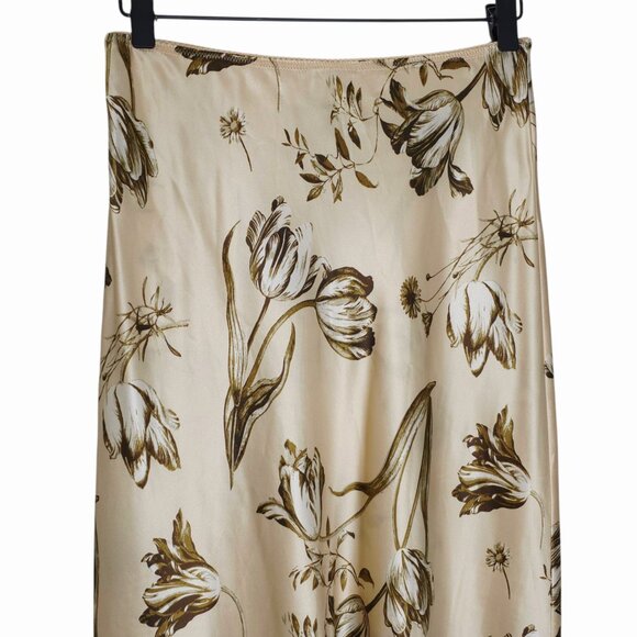 Reformation Overland Top & Layla Skirt Umber Floral Cream Silk 2pc Set Size 0/2 - Picture 9 of 15